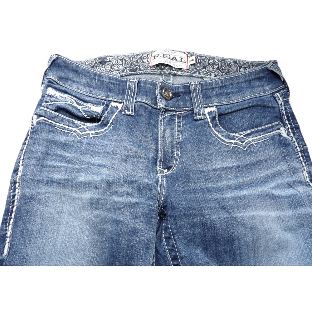 Ariat Real Denim Women 29R Blue Bootcut Jeans Mid Rise Stretch Pocket Embroidery - Picture 13 of 16